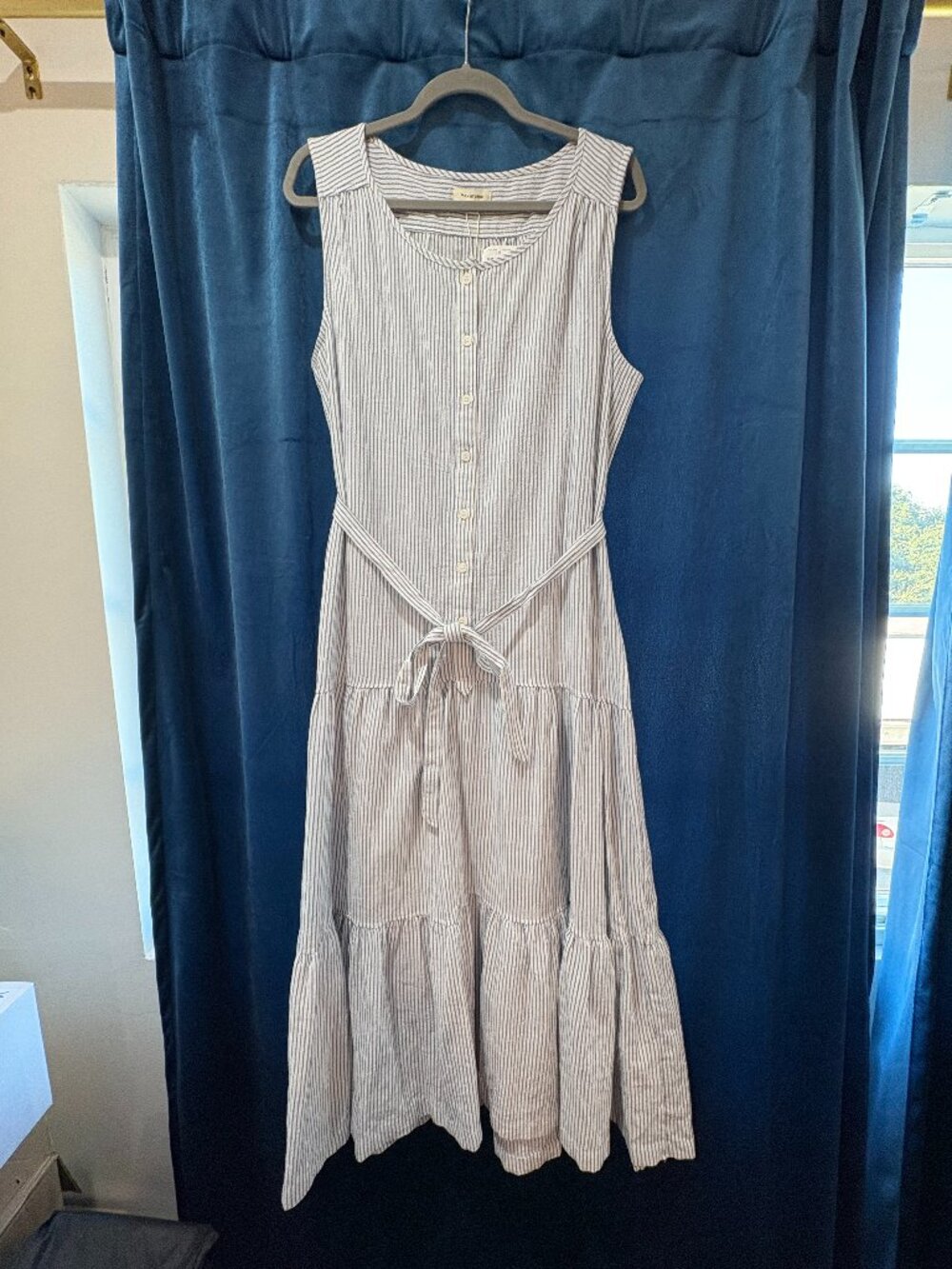 NWT Max Studio Seersucker Tiered Maxi Dress XL - Picture 2 of 8